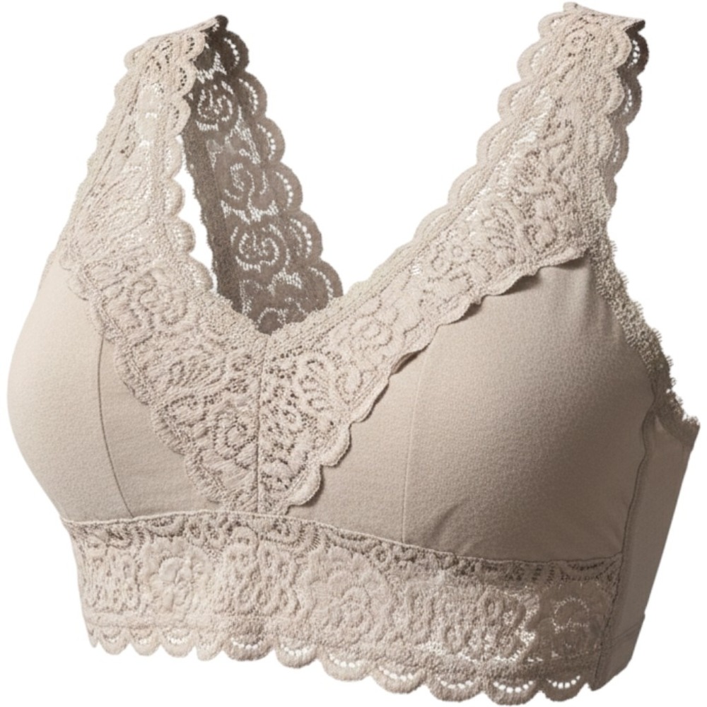Wishlist Floral Lace Bralette Women S/M Champagne Excellent Scalloped V-Neck